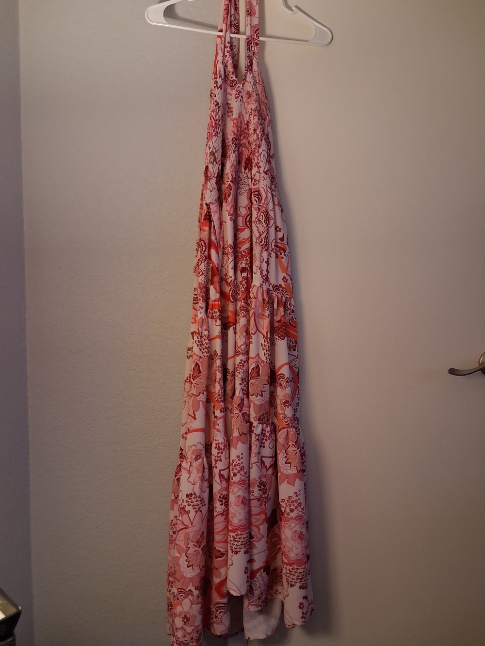 Grace Karin Pink and White Floral Halter Maxi Dress - Picture 3 of 5